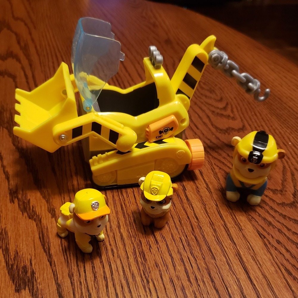 Paw Patrol Rubble's Crane Truck Vehicle with 3 Pup Figures Toy‎ Set